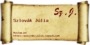Szlovák Júlia névjegykártya